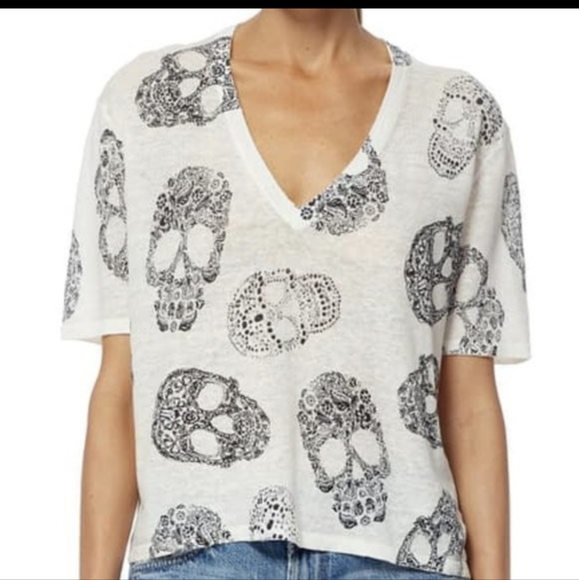 Skull Cashmere Tops - Skull Cashmere Line Skull Print Top, M , EUC
